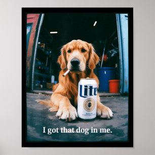 Die hond in grappige golden retriever rokend poster