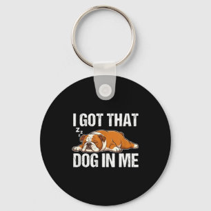 Die hond in grappige slapende Engelse bulldog Sleutelhanger