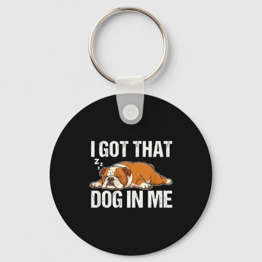 Die hond in grappige slapende Engelse bulldog Sleutelhanger (Voorkant)