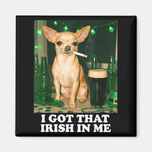 Die Ierse heb ik in hond chihuahua grappig St. Pat Magneet