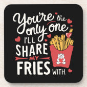 Die ik mijn frietjes zal delen met grappige Valent Bier Onderzetter (Voorkant)