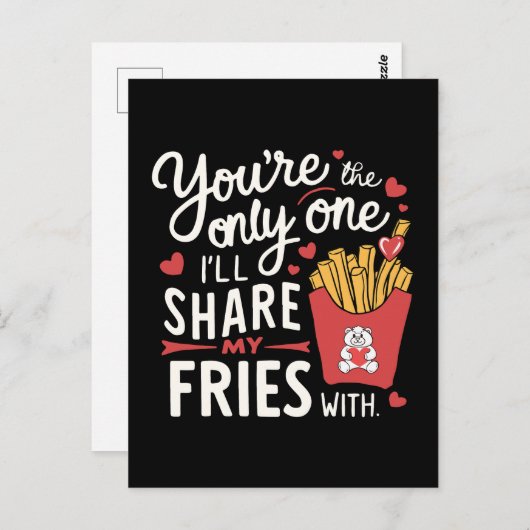 Die ik mijn frietjes zal delen met grappige Valent Briefkaart (Voorkant / Achterkant)