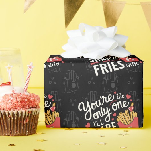 Die ik mijn frietjes zal delen met grappige Valent Cadeaupapier (Verjaardagsfeest)