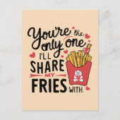 Die ik mijn frietjes zal delen met grappige Valent Feestdagenkaart (Voorkant)