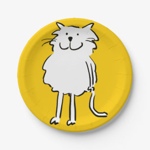 Die kat cartoon. Kat op een gele bord