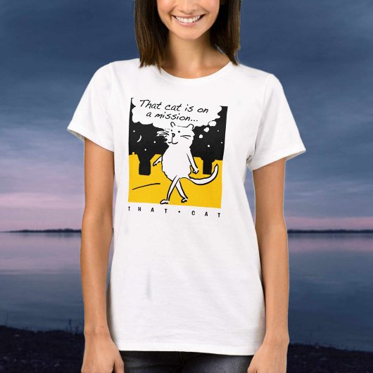 Die kat. Op een missie. T-shirt