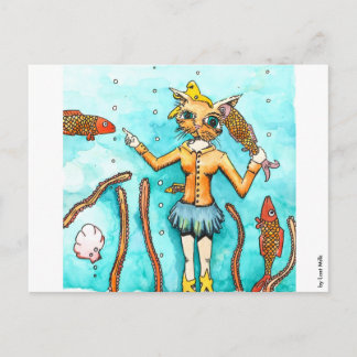 Die Katzen-Frau liebt saubere Ohren! Briefkaart