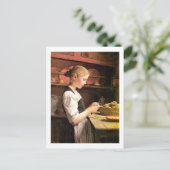 Die kleine Kartoffelschälerin Girl Peeling Potatos Briefkaart (Staand voorkant)