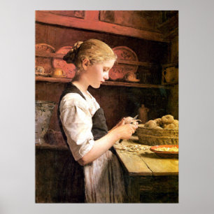 Die kleine Kartoffelschälerin Girl Peeling Potatos Poster