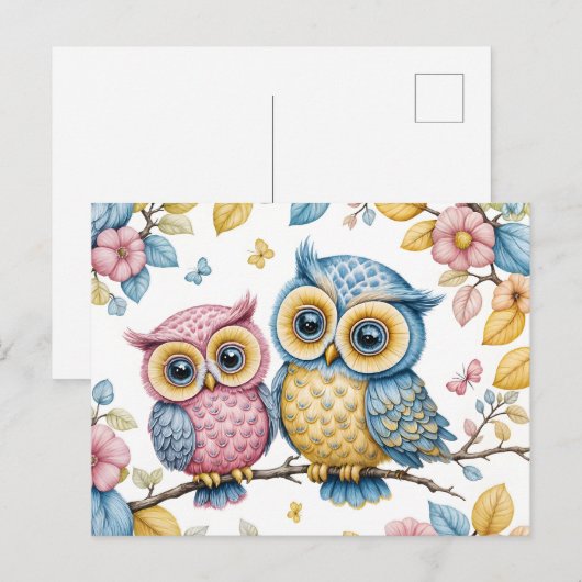 Die kleine und die große Eule Briefkaart (Voorkant / Achterkant)