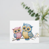 Die kleine und die große Eule - freigestellt Briefkaart (Staand voorkant)