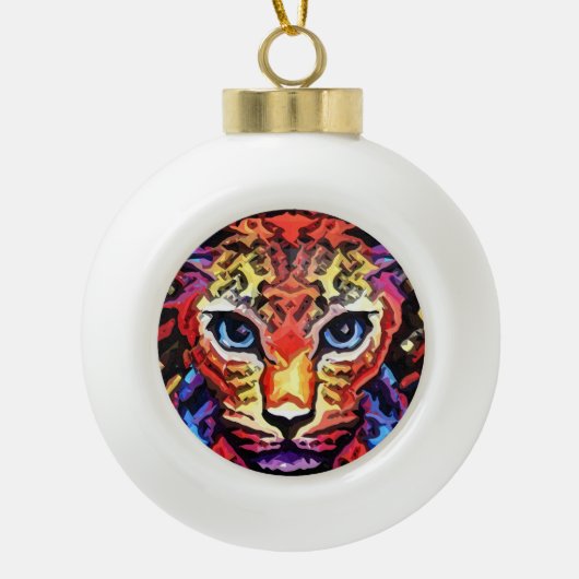 Die Kleurrijke Luipaard Uiterlijk Keramische Bal Ornament (Voorkant)