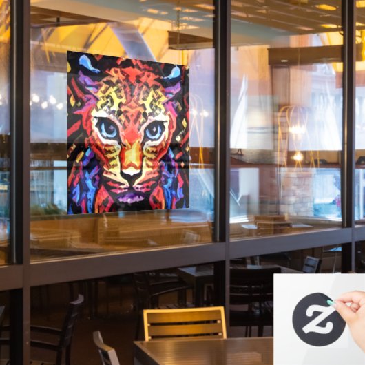 Die Kleurrijke Luipaard Uiterlijk  Raamsticker (Restaurant Raam)