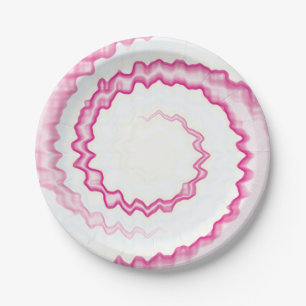 Die kleurstof Hot-roze fuchsia magenta white swirl Papieren Bordje