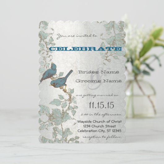 Die knipvogels die in een boombruiloft zitten kaart (Staand voorkant)