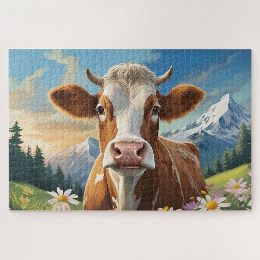 Die Kuh in den Bergen Legpuzzel (Horizontaal)