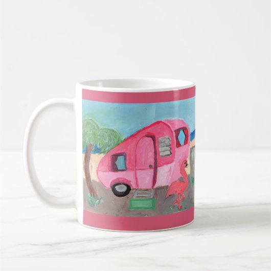Die Kute Pink Fifties Beach Trailer Koffiemok (Links)