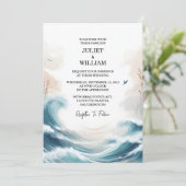 Die Lente Zomer Ocean Beach Bestemming Bruiloft Kaart (Staand voorkant)