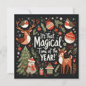 Die magische tijd van het jaar Forest fantasy beer Feestdagenkaart (Voorkant)