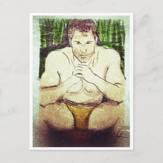 Die man bij het zwembad Briefkaart