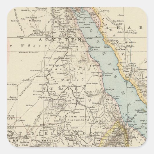 Die Nillander - Atlas Map of the Nile Vierkante Sticker (Voorkant)