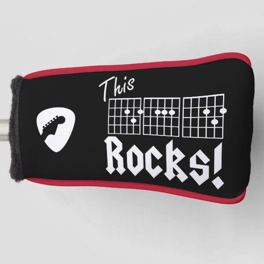 Die pa Rocks. Afdekking van gitaardeklaag Golfheadcover (Voorkant)