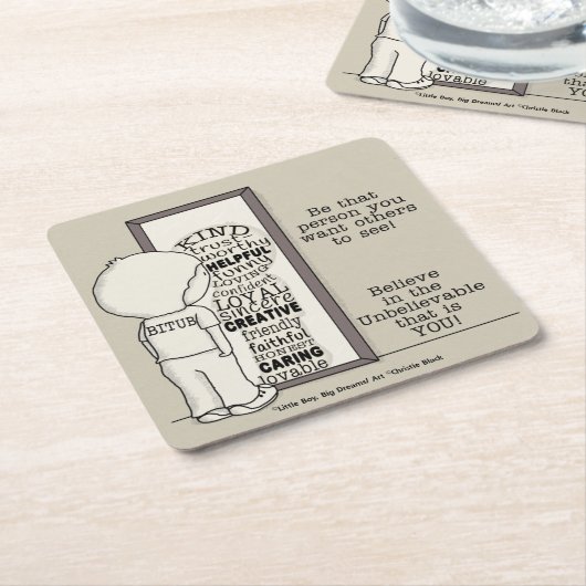 Die persoon zijn kartonnen onderzetters (Schuin)