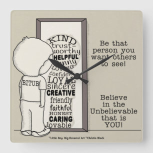 Die persoon zijn vierkante klok