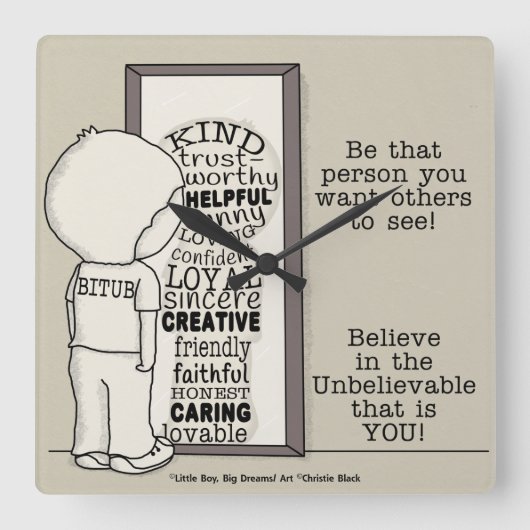 Die persoon zijn vierkante klok (Voorkant)