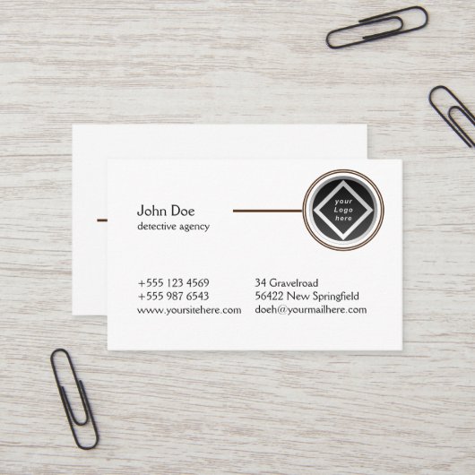Die professionelle Visitenkarte für Detekteien Visitekaartje (Voorkant / Achterkant in situ)