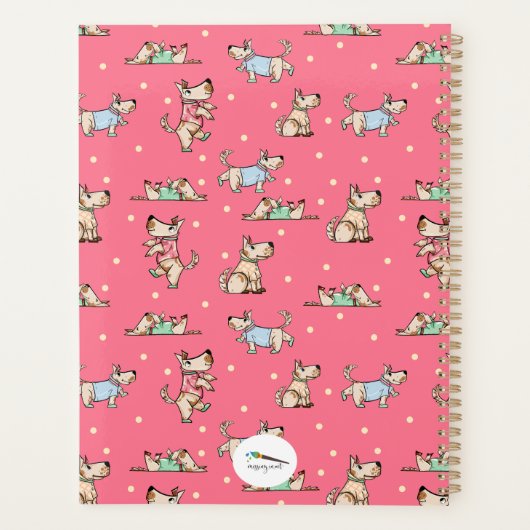 Die rode hond met naam planner (Achterkant)