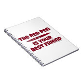 Die rode pen beste vriend bewerken slogan notitieboek (Rechterzijde)