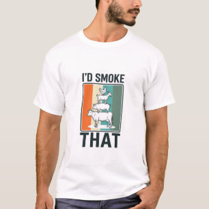 Die rook ik die vintage BBQ boerderijdieren ontwer T-shirt