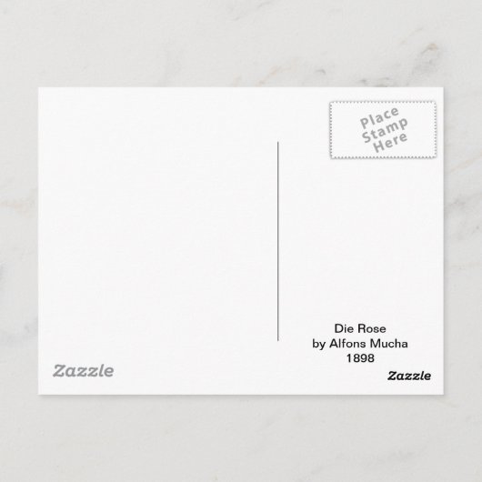 Die Roos van Alfons Mucha 1898 Briefkaart (Achterkant)