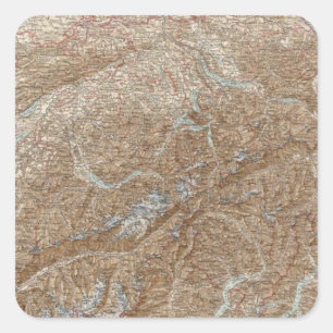 Die Schweiz, Zwitserland Atlas Map Vierkante Sticker