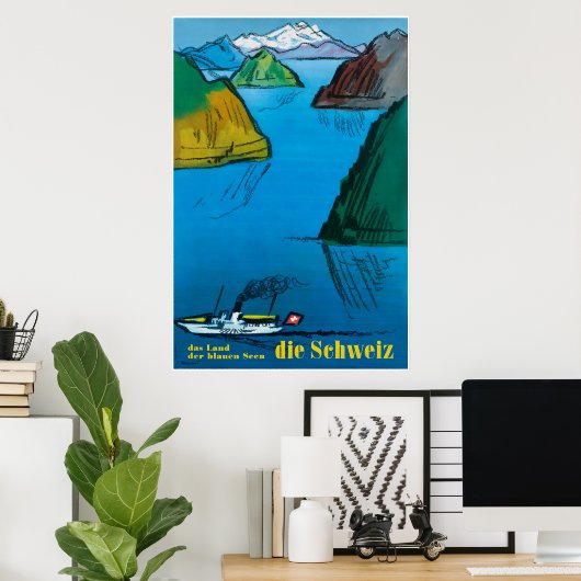 Die Schweiz, Zwitserland, reisposter Poster (Thuiskantoor)