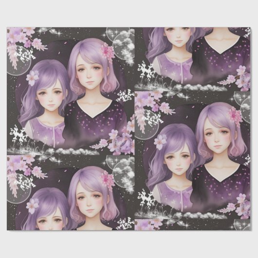 Die Schwestern Lavendel & Sakura Cadeaupapier (Vlak)