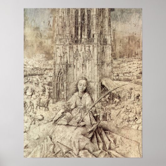 Die St. Barbara door Jan van Eyck Poster (Voorkant)