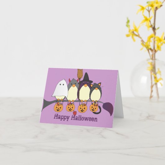 Die Vogels op Halloween Kaart (Gele Bloem)