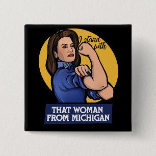 Die vrouw uit Michigan Gretchen Whitmer Vierkante Button 5,1 Cm