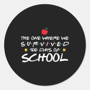 Die waar we 100 dagen op school overleven ronde sticker