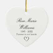 Die waar we van houden, gepersonaliseerde gedenkpl keramisch ornament (Achterkant)