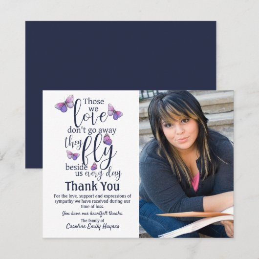 Die we houden van Butterfly Dank u schaamteloze sy Bedankkaart (Voorkant / Achterkant)