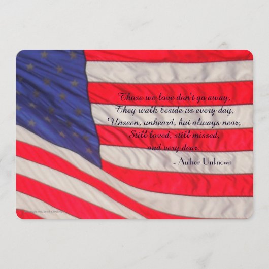 Die we houden van Memorial Service, Amerikaanse vl Programmakaart (Voorkant)