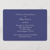 Die we houden van Memorial Service, Amerikaanse vl Programmakaart (Achterkant)