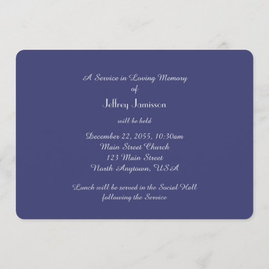 Die we houden van Memorial Service, Amerikaanse vl Programmakaart (Achterkant)