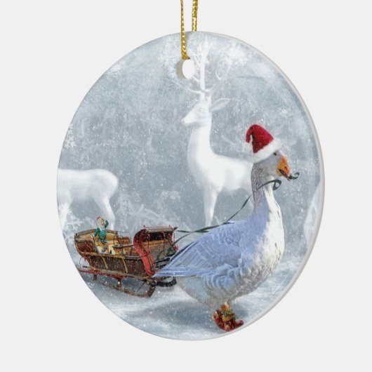 Die Weihnachtsgans Keramisch Ornament (Links)
