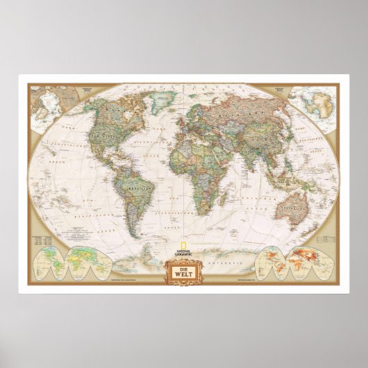 " Die Welt: 2015/heute - Details lierte Weltkarte. Poster (Voorkant)