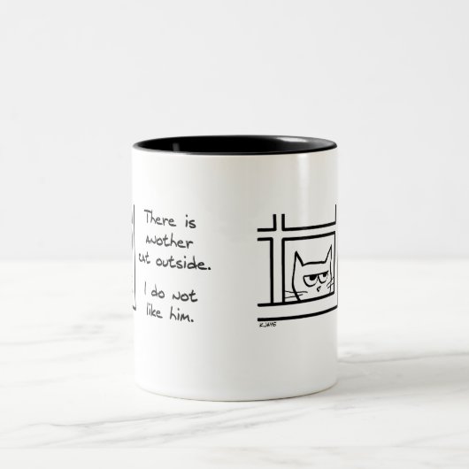 Die woeste buurtkat - Funny Cat-Mok Tweekleurige Koffiemok (Center)