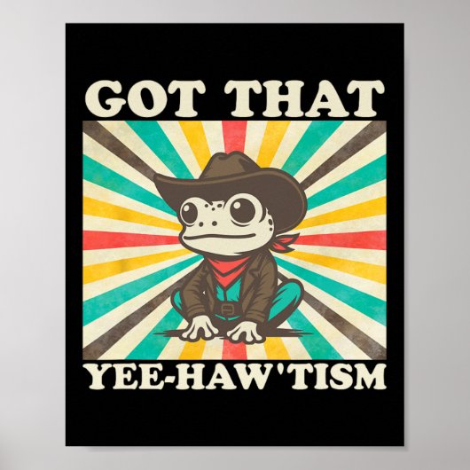 Die Yee-haw’tisme Hebben Leuke Retro Kikker Autism Poster (Voorkant)